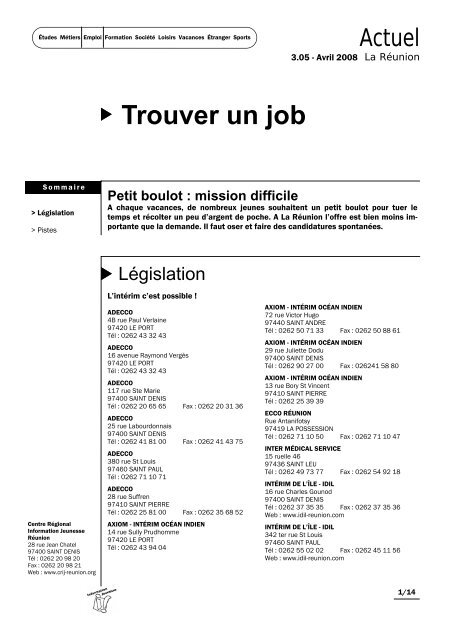 Trouver un job - CRIJ Réunion