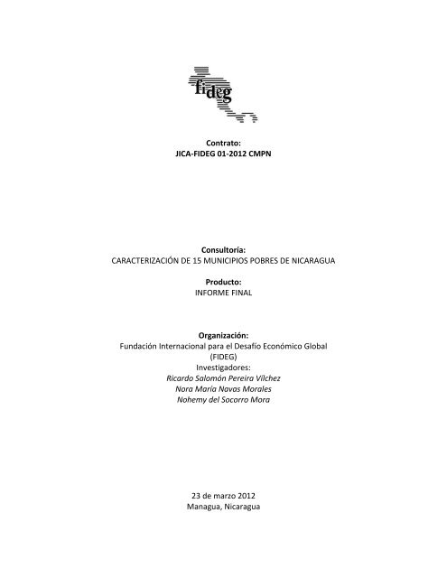 Caracterización de 15 municipios pobres de Nicaragua - JICA