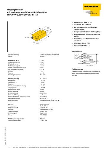 Neigungssensor mit zwei programmierbaren Schaltpunkten ...