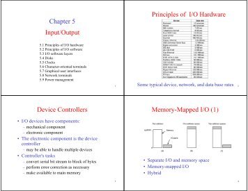 Input/Output Chapter 5 Principles of I/O Hardware Device ...