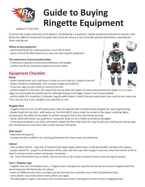 Parents' Guide to Buying Equipment