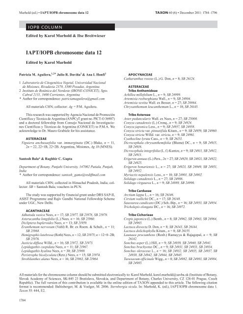 IAPT/IOPB chromosome data 12 - International Organization of Plant ...