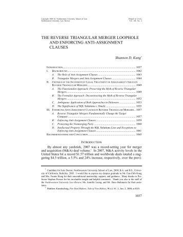 The Reverse Triangular Merger Loophole and Enforcing Anti