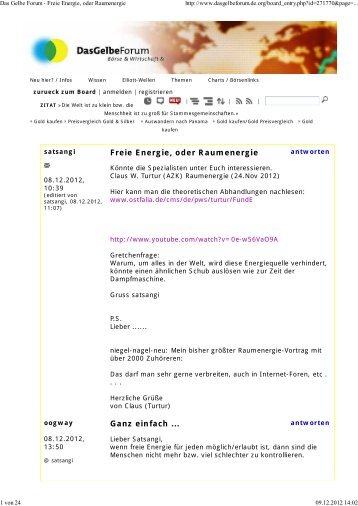 Freie Energie, oder Raumenergie Ganz einfach ... - Das Gelbe Forum ...