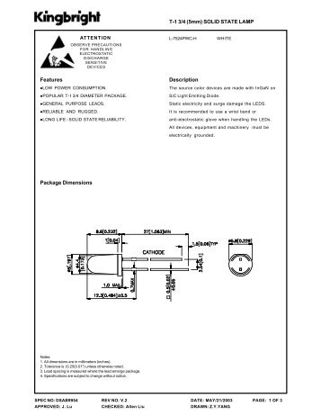 Package Dimensions T-1 3/4 (5mm) SOLID STATE LAMP Features ...