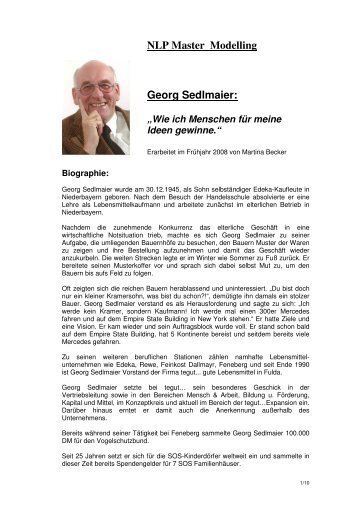 NLP Master Modelling Georg Sedlmaier: - NLP-TrainerAkademie