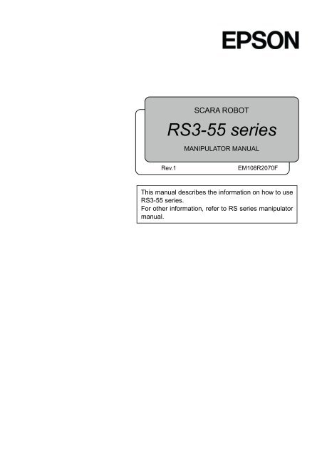 RS3-55 series Manipulator Manual - Epson