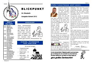 Gemeindebrief "Blickpunkt" - Katholische Pfarrgemeinde St. Elisabeth