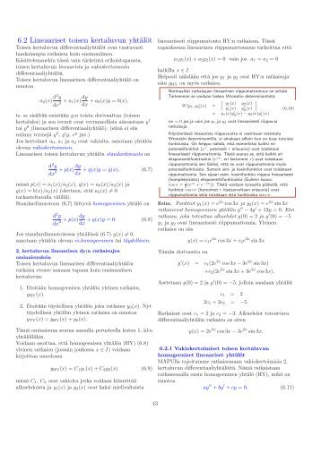 2. kertaluvun differentiaaliyhtälöt