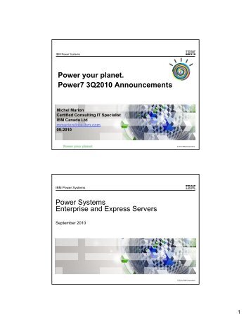 Power your planet. Power7 3Q2010 Announcements - IBM