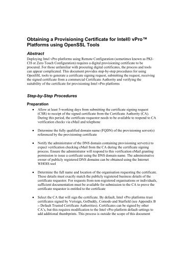 Obtaining a Digital Certificate Suitable for ... - Intel Communities