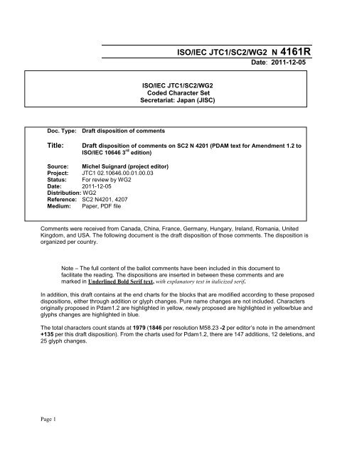 ISO/IEC JTC1/SC2/WG2 N 4161R - DKUUG standardizing