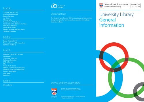 General University Library Leaflet - University of St Andrews