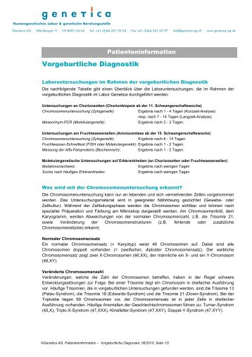 Vorgeburtliche Untersuchungen - Genetica AG