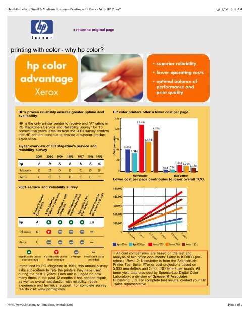 The Cost of Color Printing Per - Hp Cost Per Print Vs Xerox Spencerlab Digital Color Laboratory 