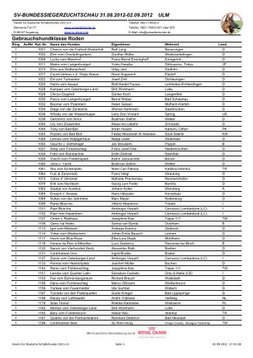 SV-BUNDESSIEGERZUCHTSCHAU 31.08.2012-02.09.2012 ULM ...
