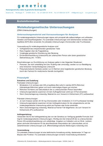 DNA Untersuchung allgemein - Genetica AG