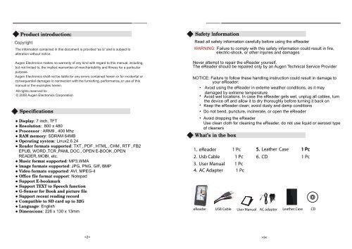 Augen TheBook eReader Manual