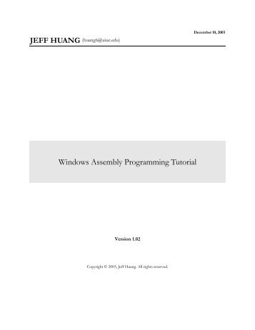 Windows Assembly Programming Tutorial - Association for ...