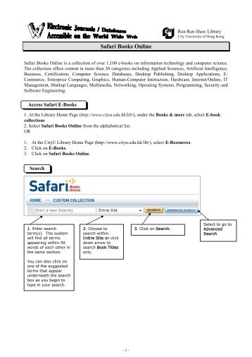 Safari Books Online - City University of Hong Kong