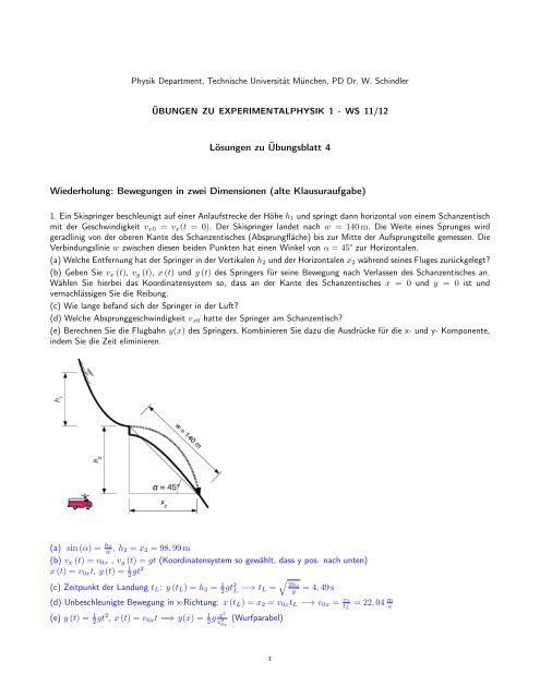 Lösungen zu Übungsblatt 4 Wiederholung: Bewegungen in zwei ...