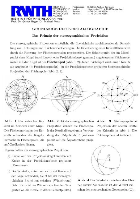 Das Prinzip der Stereographischen Projektion Institut für