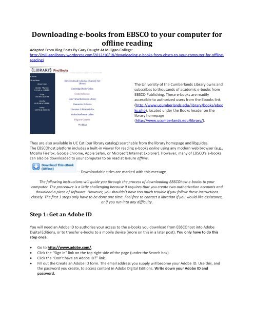 Downloading e-books from EBSCO to your computer for offline ...