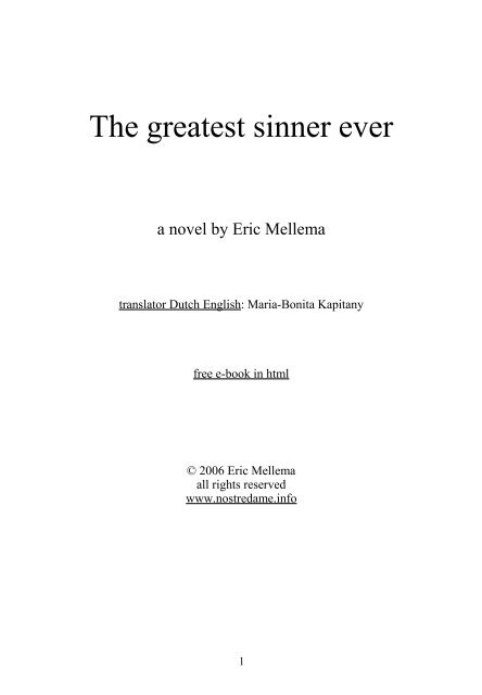 Nostradamus free e-book novel - The Greatest Sinner Ever