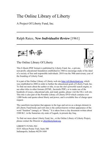 New Individualist Review - Online Library of Liberty - Liberty Fund