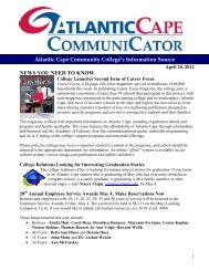 NEWS YOU NEED TO KNOW - Atlantic Cape Community College