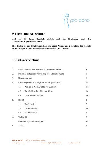 5 Elemente Broschüre Inhaltsverzeichnis - Fuenf-elemente-software ...