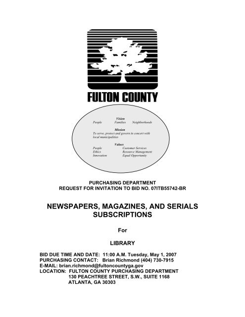 newspapers, magazines, and serials subscriptions - Fulton County