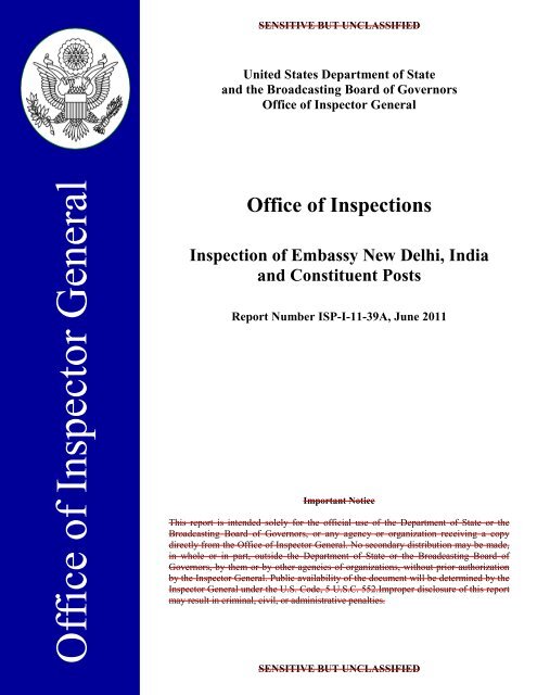 Embassy New Delhi, India and Constituent Posts - OIG - US ...