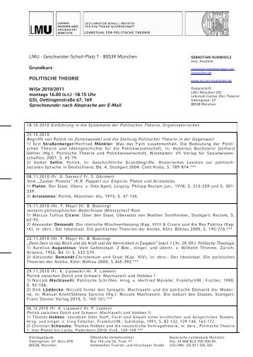 Seminarplan - Geschwister-Scholl-Institut für Politikwissenschaft - LMU