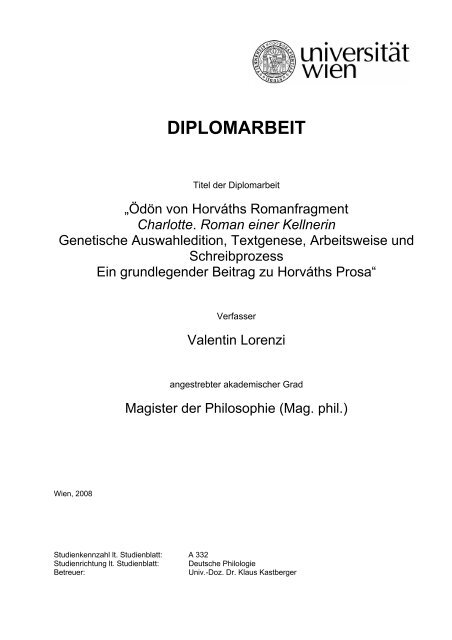 DIPLOMARBEIT - Universität Wien