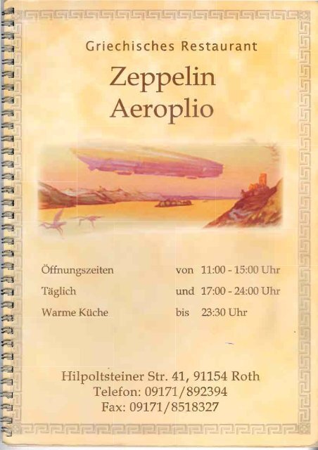 Page 1 Griechisches Restaurant Zeppelin Aeroplio Öffnungszeiten ...