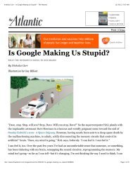 Nicholas Carr - Is Google Making Us Stupid? - The Atlantic