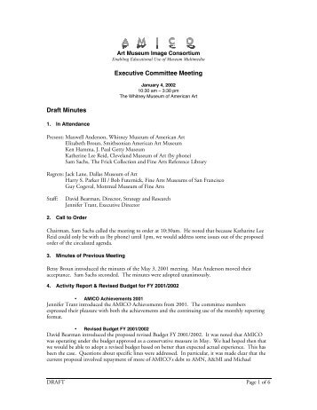 Executive Committee Meeting Draft Minutes - AMICO Members