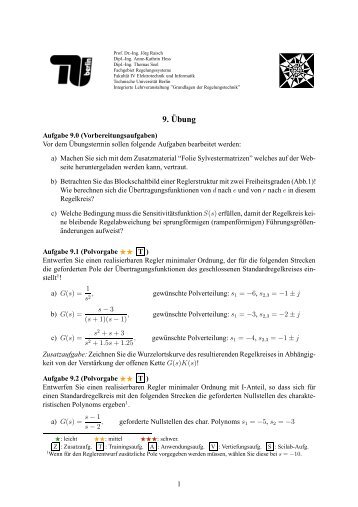 Übung 9 - Fachgebiet Regelungssysteme TU Berlin