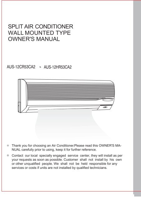 Split Air Conditioner Wall Mounted Type - Service aer conditionat