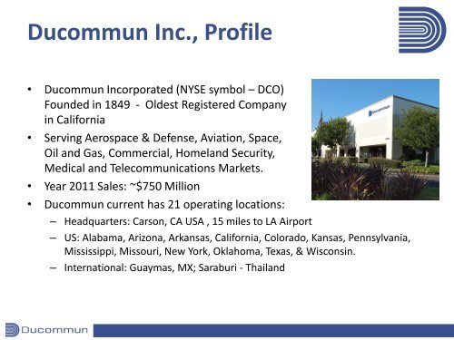 Ducommun LaBarge Technologies - Ducommun Incorporated