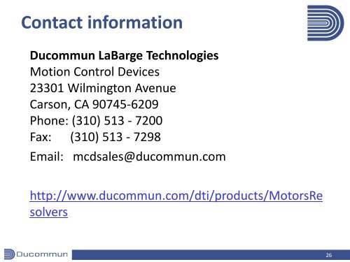 Ducommun LaBarge Technologies - Ducommun Incorporated