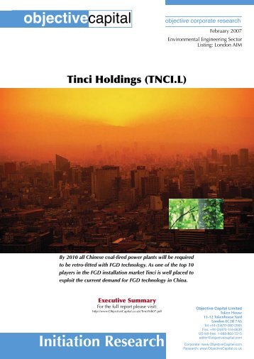 Objective Capital Research Report_Summary - Tinci Holdings Limited