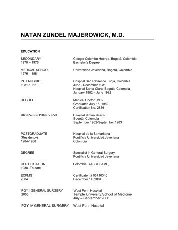 NATAN ZUNDEL MAJEROWICK, M.D. - Herbert Wertheim College ...