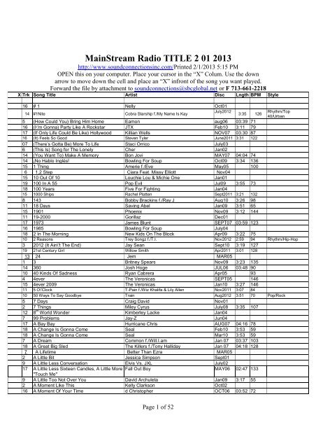 Mainstream Radio Title PDF - Sound Connections