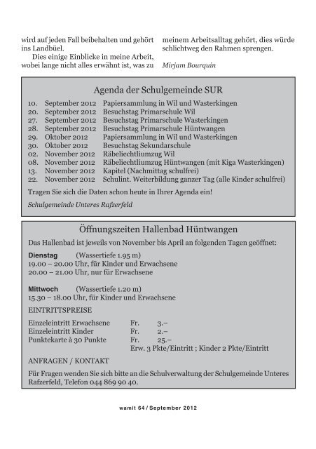 Wasterkinger Mitteilungsblatt September - Gemeinde Wasterkingen