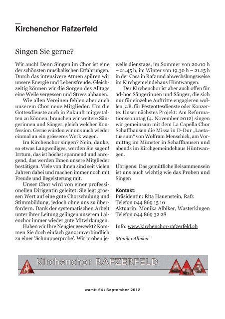 Wasterkinger Mitteilungsblatt September - Gemeinde Wasterkingen