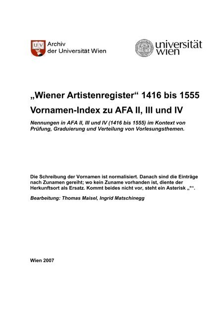 AFA Vornamenindex.pdf - Universität Wien