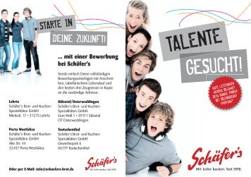... mit einer Bewerbung bei Schäfer's - Schäfer's Brot- und Kuchen ...