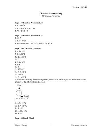 Chapter 5 Answer Key - BC Science Physics 11